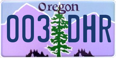 OR license plate 003DHR