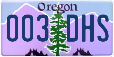 OR license plate 003DHS