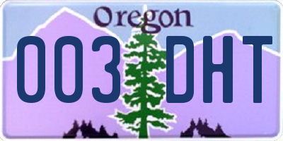 OR license plate 003DHT