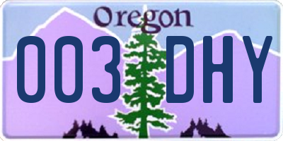 OR license plate 003DHY