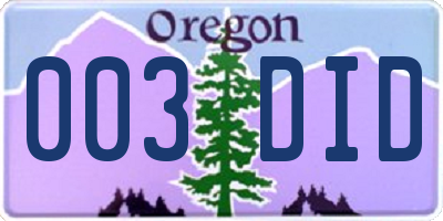 OR license plate 003DID