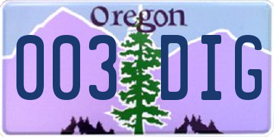 OR license plate 003DIG