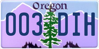 OR license plate 003DIH