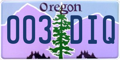 OR license plate 003DIQ