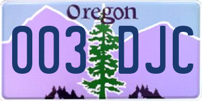 OR license plate 003DJC