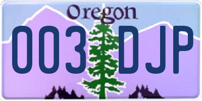 OR license plate 003DJP