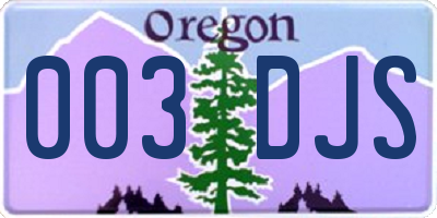 OR license plate 003DJS