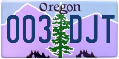 OR license plate 003DJT