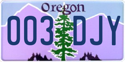 OR license plate 003DJY