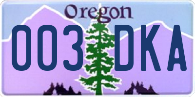 OR license plate 003DKA