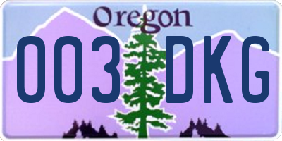 OR license plate 003DKG