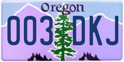 OR license plate 003DKJ