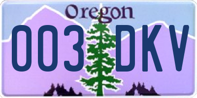 OR license plate 003DKV