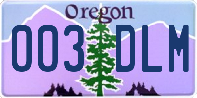 OR license plate 003DLM
