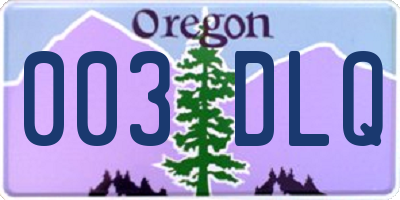 OR license plate 003DLQ