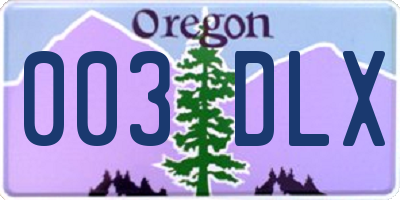 OR license plate 003DLX