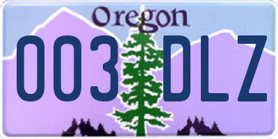 OR license plate 003DLZ