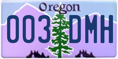 OR license plate 003DMH