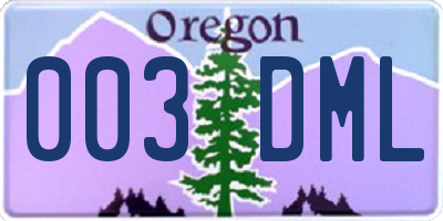 OR license plate 003DML