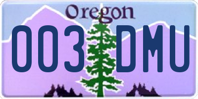 OR license plate 003DMU