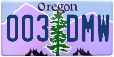 OR license plate 003DMW