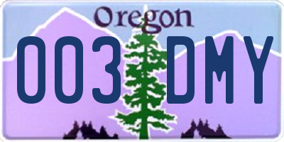 OR license plate 003DMY