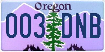 OR license plate 003DNB