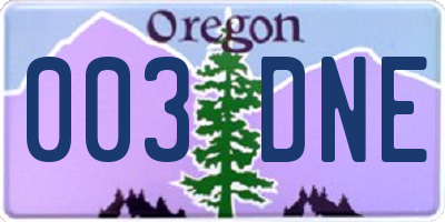 OR license plate 003DNE
