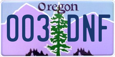 OR license plate 003DNF
