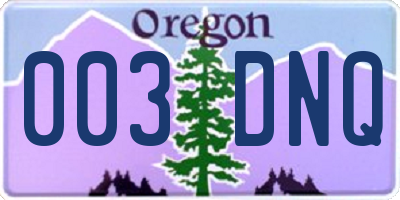 OR license plate 003DNQ