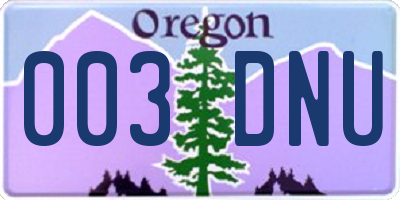 OR license plate 003DNU
