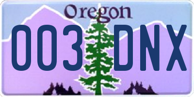 OR license plate 003DNX