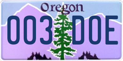 OR license plate 003DOE