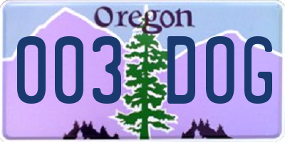 OR license plate 003DOG