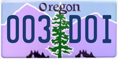 OR license plate 003DOI
