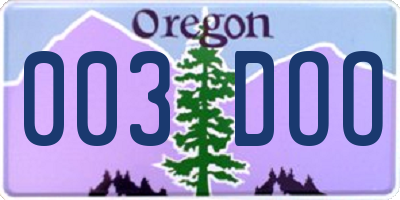 OR license plate 003DOO