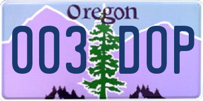 OR license plate 003DOP
