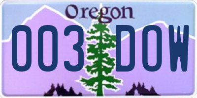 OR license plate 003DOW