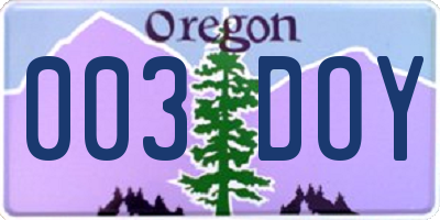 OR license plate 003DOY