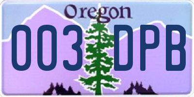 OR license plate 003DPB