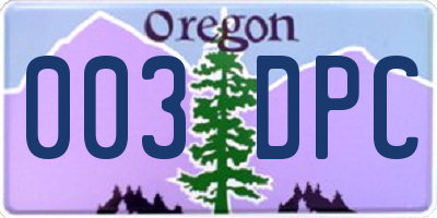 OR license plate 003DPC