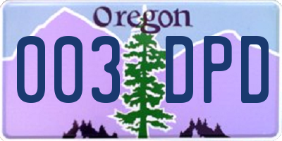 OR license plate 003DPD