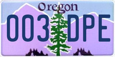 OR license plate 003DPE