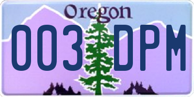 OR license plate 003DPM