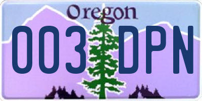 OR license plate 003DPN