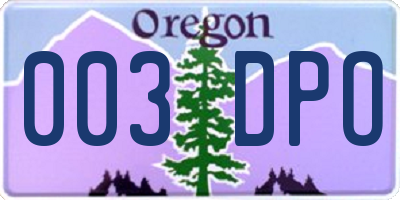 OR license plate 003DPO