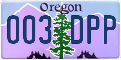 OR license plate 003DPP
