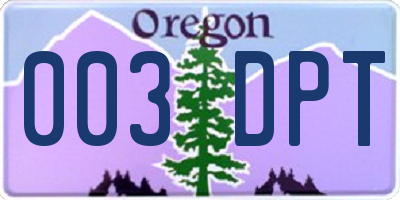 OR license plate 003DPT