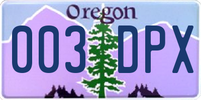 OR license plate 003DPX
