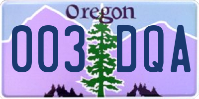 OR license plate 003DQA